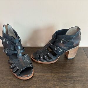 Freebird Conner Studded Leather Heels Boots Sz 8 3.5” Heel